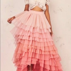 LoveShackFancy Micah Tulle Ombre Ball Gown Skirt